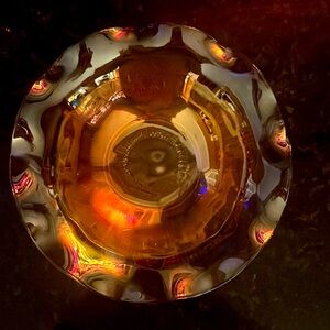 Vintage Burndt orange crystal bowl in excellent condition, no chips or cracks